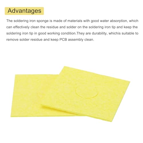Image of MECCANIXITY 15PCS Soldering Sponge 60 x 60mm Square with Holes Yellow Cleaning Pad Iron Replacement for Cleaning Soldering Iron 2mm Natural Thickness 11mm Water Absorption Thickness