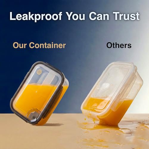 Image of Plastic Meal Prep Containers with Lids - 2 Pack Airtight Vented