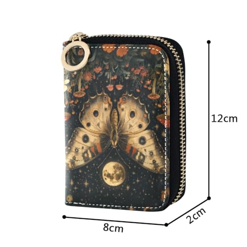 Butterfly Moon RFID Credit Card Holder Leather With Zipper Card Case Wallet for Women Girls4