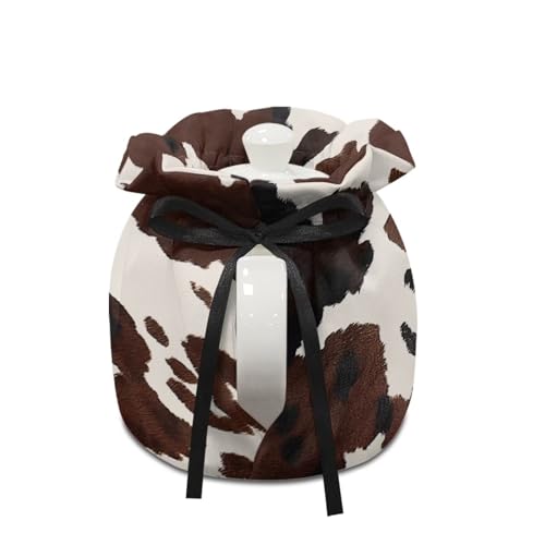 Image of Brown Cow Print Tea Pot Cozies, Scratches-Proof Washable Teapot Cosy Breakfast Warmer Insulation and Keep Warm, Home Kitchen Protective Tea Pots Cover for Housewife, Friend, Mom