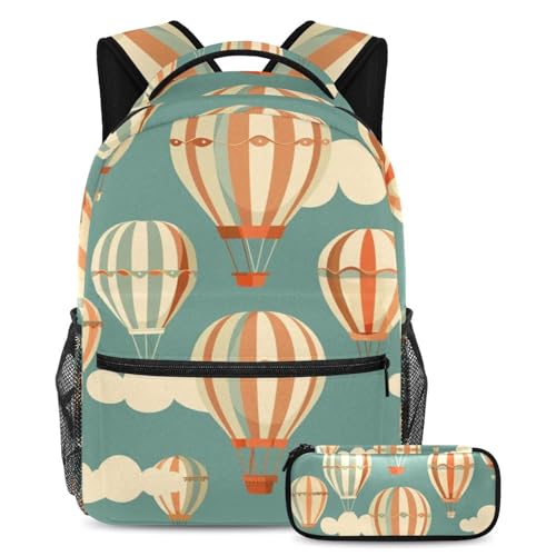 Sac à dos 2 pièces montgolfière grand format avec trousse assortie