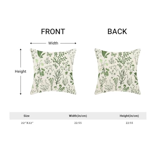 Image of AEIOAE Summer Pillow Covers 22x22 Inch Set of 2,Olive Green Wild Flower Plant Throw Pillows Case,Seasonal Floral Outdoor Decorative Square Linen Farmhouse Decor Cushion Covers for Home Sofa Bed Couch