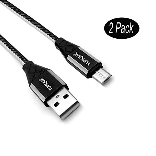 YUMQUA Micro USB Cables, 2 Pack 3.3ft Braided Micro USB Charging Cable Android Charger Lead For Motorola Moto G6 Play /G4 Plus / G5 Plus/ G5S Plus/Moto E4 / E4 Plus/Moto E5 Plus,Samsung More - Blue