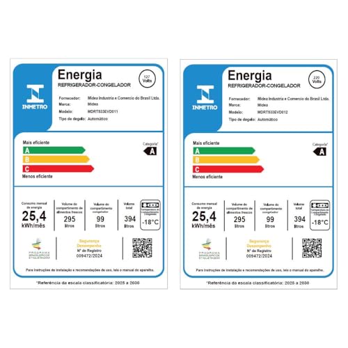 Geladeira Frost Free Duplex 394L Inverter Midea