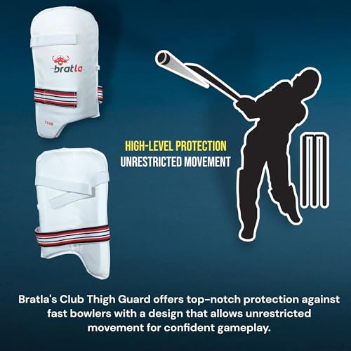Bratla Men's Cricket Thigh Guard Pad Club – Adjustable Strap, Fits Most Adult Players – Thigh Protection for Men's Cricket (Adult Right Hand) - Thumbnail 5