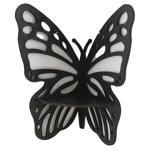 CYDZSRA Simple Smart Organization Solution - Estantes flotantes de pared para estética del hogar, estante de cristal, suspensión de mariposas, esquinas, estante de almacenamiento, color negro