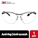 3M Safety Glasses, BX Dual Readers, +2.0, ANSI Z87, Anti-Fog Clear Lens, Silver/Black Frame, Adjustable Length Temples and Lens Angle