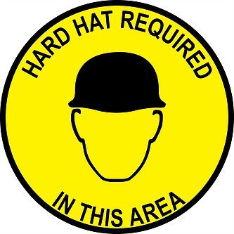 Graphical Warehouse Hard Hat in This Area Floor Sign-38"