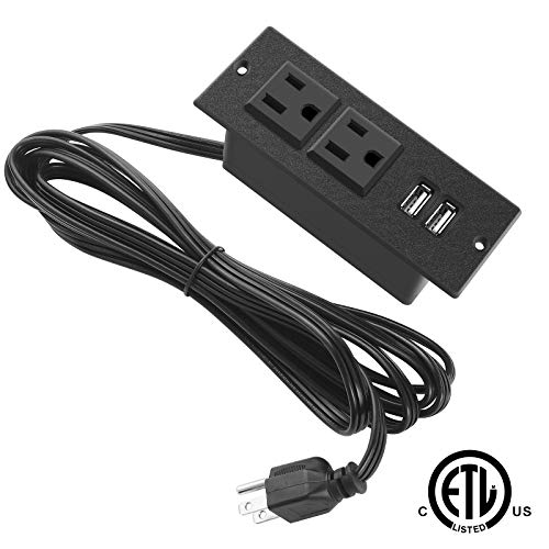 Recessed Power Strip, Black Desktop Power Grommet Socket With Furniture, 2 Ac Outlets & 2 Usb Ports For Conference Desk,Kitchen,Office,Home,Hotel (9.85 Ft) #TOP4