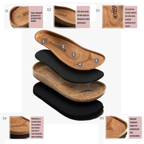 Generic Kids Suede Clogs Toddler Clogs Boys Girls Sandals Cork Adjustable Buckle Mules Kid Slippers Flat Shoes Black thumb #6