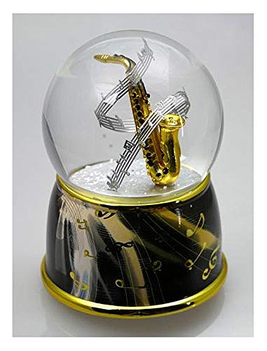 Boule à Neige Musicale animée/Globe à Neige Musical animé en Verre avec Saxophone, Paillettes et mécanisme Musical à Ressort de 18 Notes (Réf: 11004) - Dixieland (Daniel Decatur Emmett)