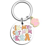 UYBEPU Cat Mom Mothers Day Gifts for Women Crazy Cat Lady Gifts Cats Themed Gift Ideas In My Cats Mom Era Keychain Valentines Mothers Day Gift for Pet Moms Cute Paw Keychain