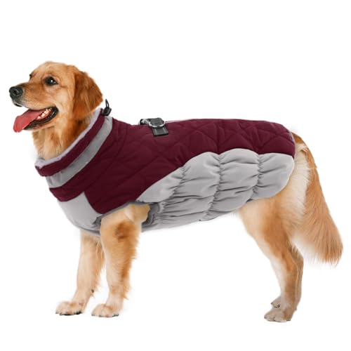 Image of Lelepet Dog Coat Warm Dog Winter Coat Waterproof Dogs Jacket with Harness | Reflective Pet Fleece Vest Zip-Up Cold Weather Coats for Extra Large Dogs Turtleneck & Windproof Coats Great Dane 3XL
