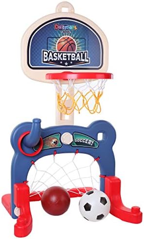 Dazmers 3-in-1 Kids Sports Center: Basketball Hoop, Soccer Goal, Ring Toss Playset - Indoor and Outdoor Activity Center for Toddlers - Toys for Active Kids