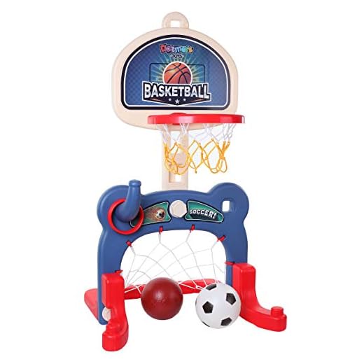 Dazmers 3-in-1 Kids Sports Center: Basketball Hoop, Soccer Goal, Ring Toss Playset - Indoor and Outdoor Activity Center for Toddlers - Toys for Active Kids