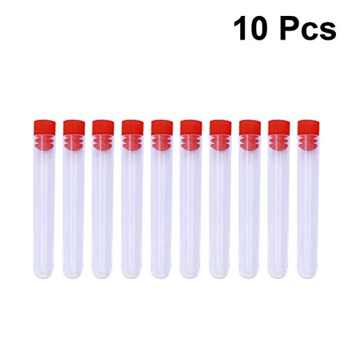 Heallily Sewing Needles Tube Clear Plastic Storage Empty Tubes Beads Container Organizers Bottles With Red Plug 10 Pcs #TOP5