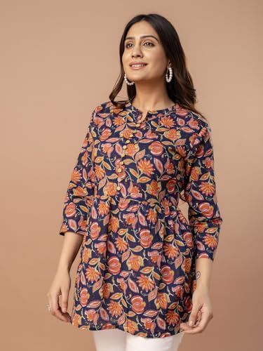 Image of feranoid Top - Mandarin Collar, 3 /4 Sleeves, Flattering Fit,Sizes (S-XXL)