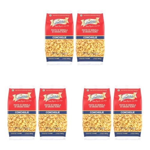 Image of Gustora Conchiglie Shell Pasta Combo Pack Of 6 I Durum Wheat Semolina I Rich In Protein & Fibre I Zero Cholesterol I Cooking Time 10 Min I Vegetarian Pasta - (500 Gm X 2)