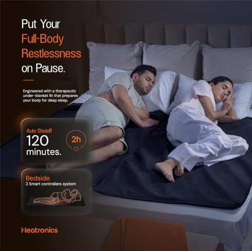 Image of Heatronics Electric Blanket Double Bed | hCore Bed Warmer Dual | 1-Year HeatCare Warranty | Dual Climate Control, ZipSplit Convertible, ThermoLock,TheraFlex 6-Layer Build, Low-Power 270W, ISO 13485 & CDSCO Certified