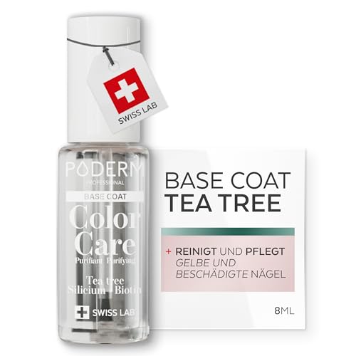 PODERM - BASE COAT Schutz - Angereichert mit TEEBAUMÖL- Sorgt für lange Haltbarkeit der Farben - Natürliche & vegane Inhaltsstoffe - Swiss Lab