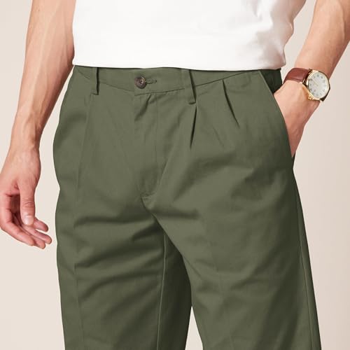 Amazon Essentials Men's Classic-Fit Wrinkle-Resistant Pleated Chino Pant, Olive, 34W x 36L by Amazon Essentials - Used condition - Image 3