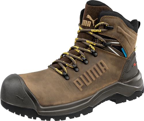 PUMA Safety Iron HD MID Men's Safety Boots, Composite Toe, Electrical Hazard Protection, Slip Resistant, Waterproof, Brown, Size M8.5 (632715-08.5-400)