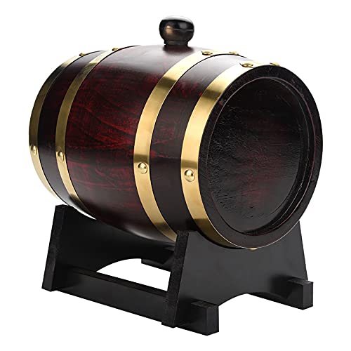 Asixxsix Vintage Wood Oak, Wood Barrels Oak Timber Wine Barrels with Plastic Tap, Handmade Wine Barrels on Stand for Whiskey, Bourbon, Tequila, Rum, For Storage and Aging (1.5L)