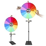 Hoyiyobi Rueda de la fortuna de 24 pulgadas para girar con soporte de altura ajustable, rueda giratoria con superficie de pizarra blanca, goma de borrar y rotulador – Lucky Wheel para juegos de fiesta