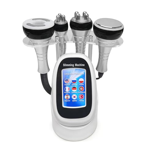 40K 4 in 1 Body Shaper Rf Radio Frequency Tripolar 4 Polar Cavitation Vacuum Device Beauty Machine Weight Loss Wrinkle Remove Salon Spa for Neck Belly Face Elitzia ETZX001（Silver Plastic Handle）