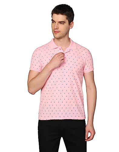 Image of INKKR Men's Printed Polo Neck Half Sleeve Multicolor T-Shirt