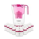 Lieferumfang: 1 Trinkwasserfilter mit manueller Wechselanzeige, 2,6 l, pink, mit 13 Wasserfilterkartuschen für Magnesium Mineralized Water