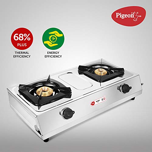 Pigeon by Stovekraft Maxima Stainless Steel 2 Burner Gas Stove with Brass Burners, Manual Ignition, standard 12312 (Silver) - Image 5