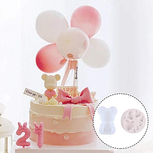 Hemoton Molde de coração de silicone em forma de urso molde de cobertura de chocolate, molde para fa
