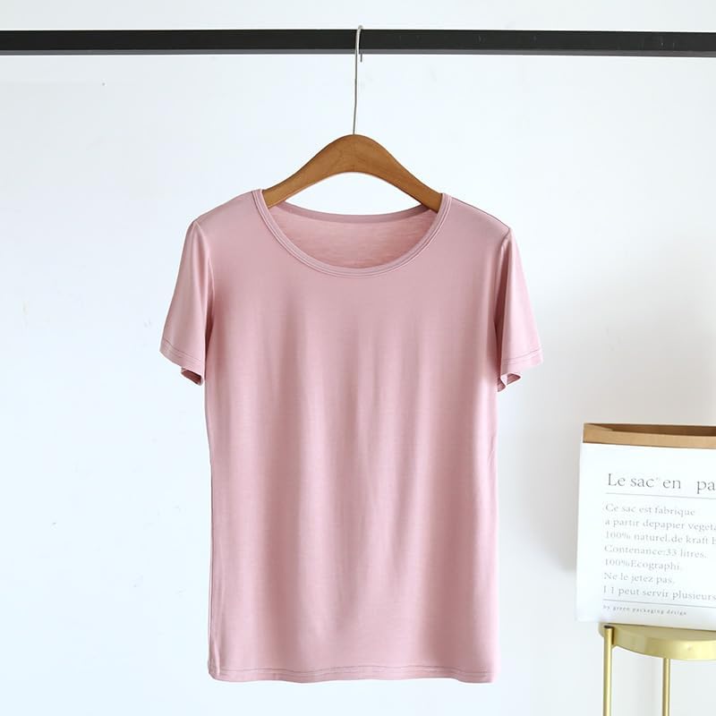 Sleep Shirts for Women - Pajama Tops for Women,Modal Round Neck Solid Color Pajamas Top - Image 3