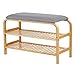 sogesfurniture Banco para Zapatos, Estantería de 2 niveles para Zapatos, Armario de Almacenamiento Organizador de Zapatos con Asiento Acolchado, para Entrada, Pasillo, 69x30x45cm