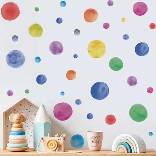 6 hojas 123 adhesivos de pared coloridos de lunares miniatura 1