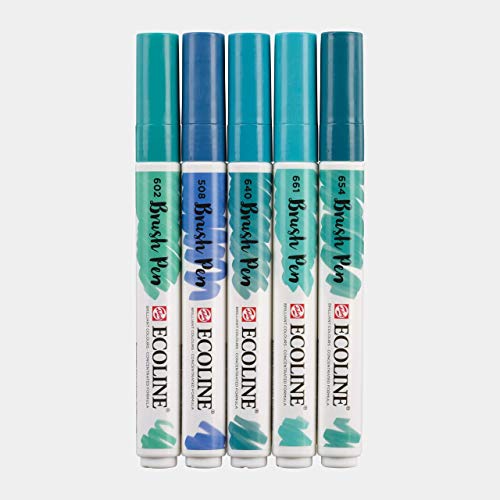Ecoline Liquid Watercolor Brush Pen, Set Of 5 - Green Blue (11509909) #TOP1
