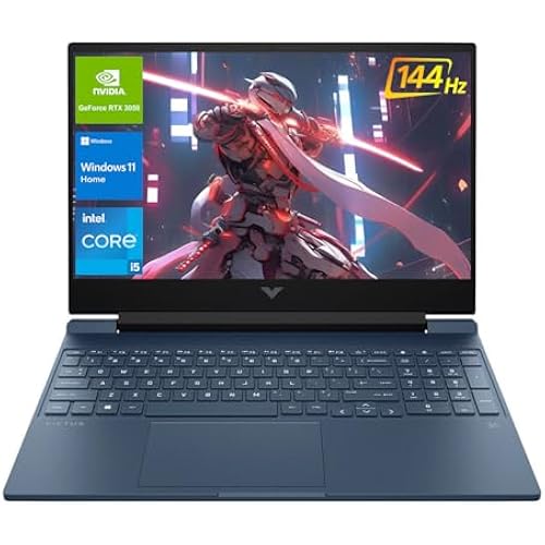 HP Victus 15.6 i5 Gaming Laptop, 15.6" FHD 1920*1080 144Hz, Intel Core i5-12450H, NVIDIA GeForce RTX 3050, 32GB RAM, 1TB SSD, Backlit KB, Touchpad, SD Card Reader, Webcam, HDMI, Wi-Fi 6, W11 H, Blue