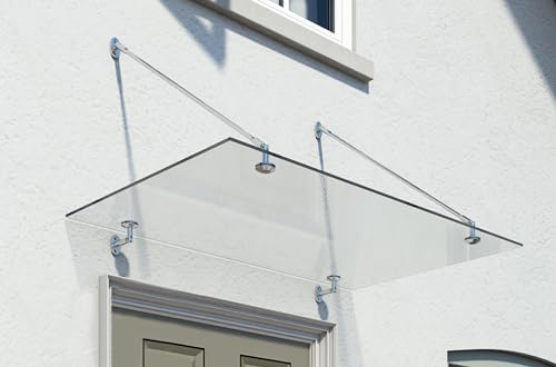 Palram Canopia by Vordach für Haustür Taurus 1500 Pultvordach 150 x 90 cm Silber Sonnenschutz Haustürvordach inkl. Regenrinne