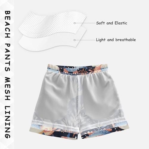 Pigsaly Boys' Swim Board Shorts Leaves Cute Pink Fish Boy's Swim Trunks Kids Swimwear 3T4