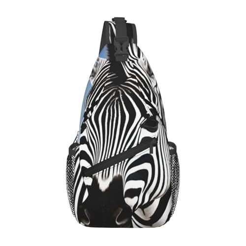 Man's Cross Chest Bag Diagonally Sling Backpack Shoulder Bag Zebra miniatura 1