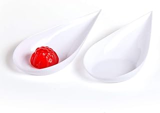 LORESO 40CT Tear Drop Appetizer Spoon for Serving Desserts, Cakes, and Hors d'oeuvres plates - 40 Count Clear Plastic Tasting Spoons for all Occasions - Reusable and Disposable (White Spoons - 40CT)