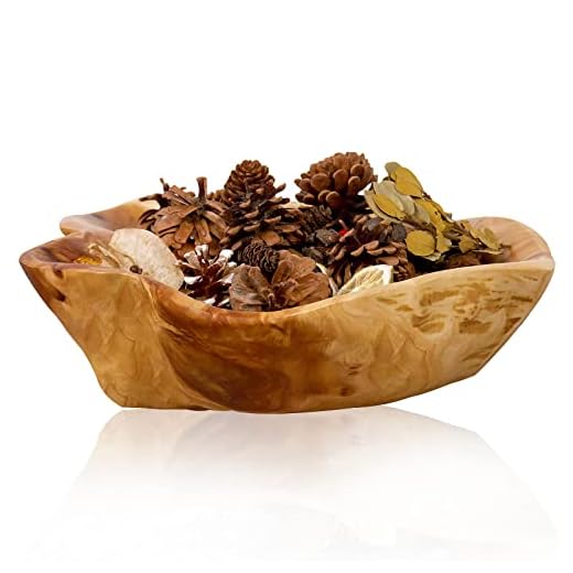DeziWood Wooden Bowls for Decor, Natural Handmade Root Carved Decorative Farmhouse Wooden Fruit Bowls, Large Decoration Wood Bowl for Nut Key Jewelry Display (12"-14")