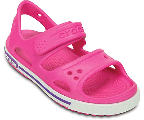 Crocs Kids' Crocband II Sandals, Light Grey/Navy, 9 Toddler