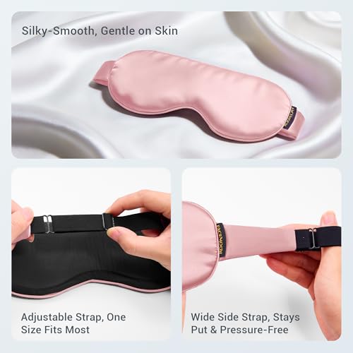 Image of Cold Eye Mask - Cooling Eye Mask for Puffy Eyes, Cold Compress for Dark Circles, Tired Eyes, Headache, Migraines Relief - Reusable Gel Ice Pack, Weighted Sleep Mask(Black, Pink)