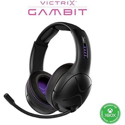 Victrix Gambit Black Wireless and Wired Gaming Headset with Mic - Microsoft Xbox One, Series X|S, PC - Esports-Ready Pro Audio, Noise Cancelling Microphone, Ultra-Comfort Over the Ear Headphones