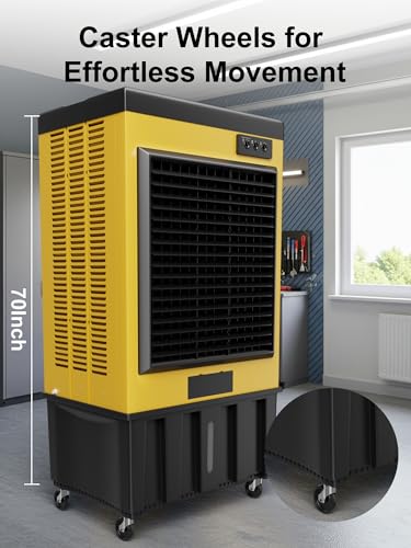 Image of Uthfy 14715 CFM Swamp Cooler, 70IN Evaporative Air Cooler with 53 Gal Water Tank, 3 Speeds, 120Oscillation, 6 Ice Packs, Outdoor Garage Air Conditioner for Patio, Yard, Factory