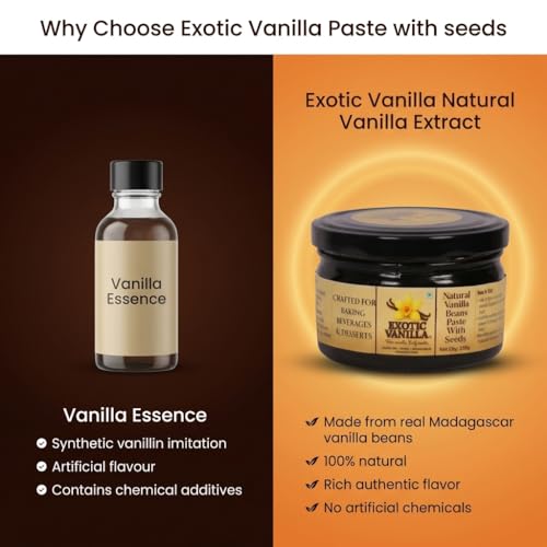Image of Exotic Vanilla - Pure Vanilla Beans Paste with Seeds 250g - Made with Real Madagascar Vanilla Beans, Rich & Concentrated, Alcohol-Free, Gluten Free, Baking Bean Paste for Ice Creams, Puddings