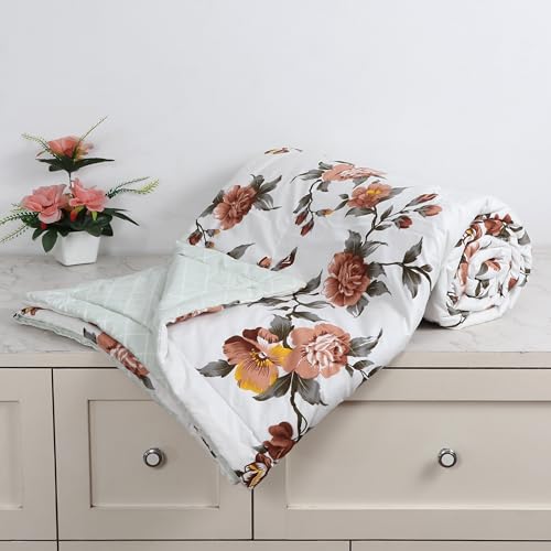 Image of Florida Floral Microfiber Comforter Set for Double Bed Soft Reversible 180 GSM AC Comforter with King Bedsheet & 2 Pillow Covers