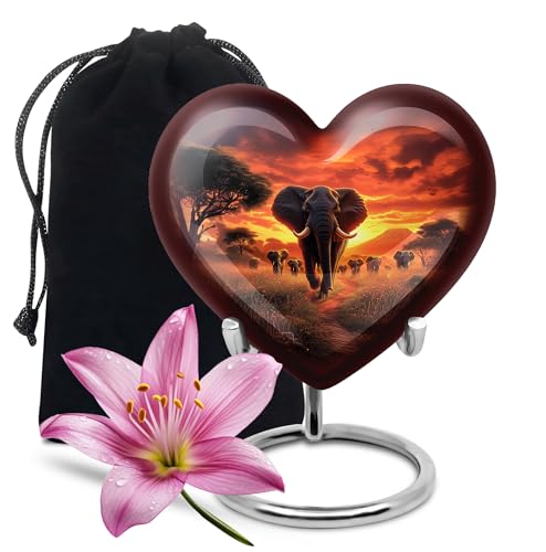 Image of Elephant Urn - Large Burial Urn for Human Ashes Adult Female - Decorative Urns for Ashes Adult Male - Memorial Funeral Urns - 8 Inch